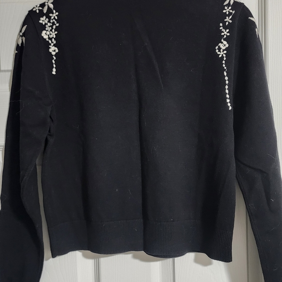 CAbi Black Cardigan with White Floral Design - Picture 2 of 3